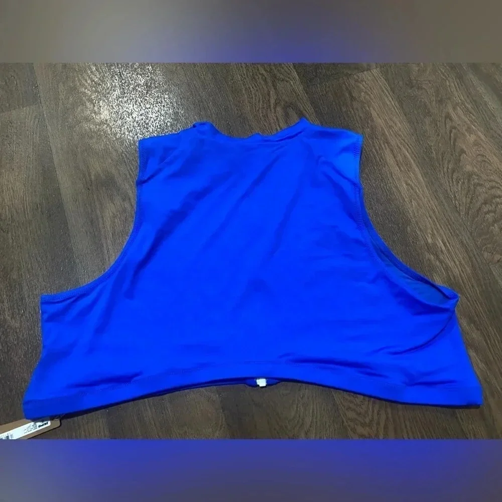 SKIMS Zip Up Swim Mock Neck Top - Cobalt blue Size 4X New with Tags